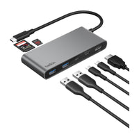 موزع بيلكن USB-C بـ 7 منافذ بقدرة 100 واط - رمادي فلكي