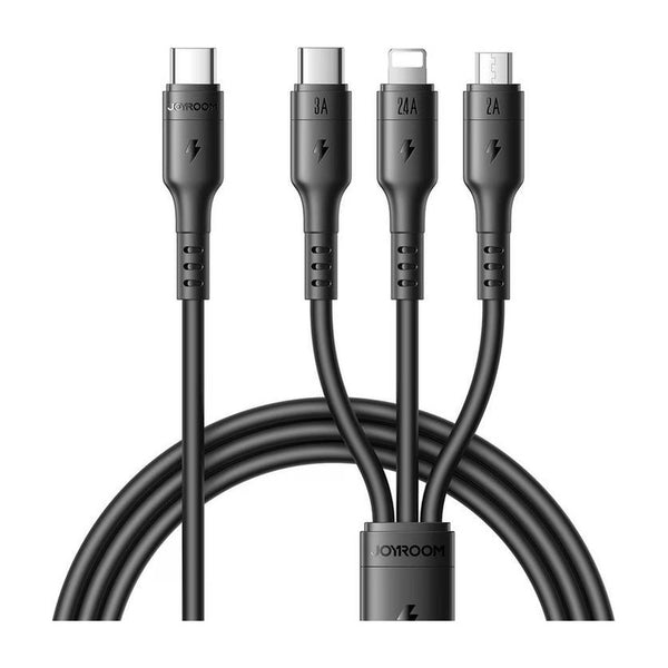 كابل شحن 3 في 1 USB-C من جويروم أومني جو، لون أسود - لايتنينج ومايكرو