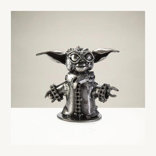 Metal Art Baby Yoda Recycled Metal Sculpture - 4.5 Inch Height