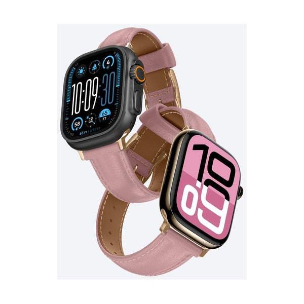 Amazingthing Class Apple Watch Band Rose Gold - Leather Buckle Strap