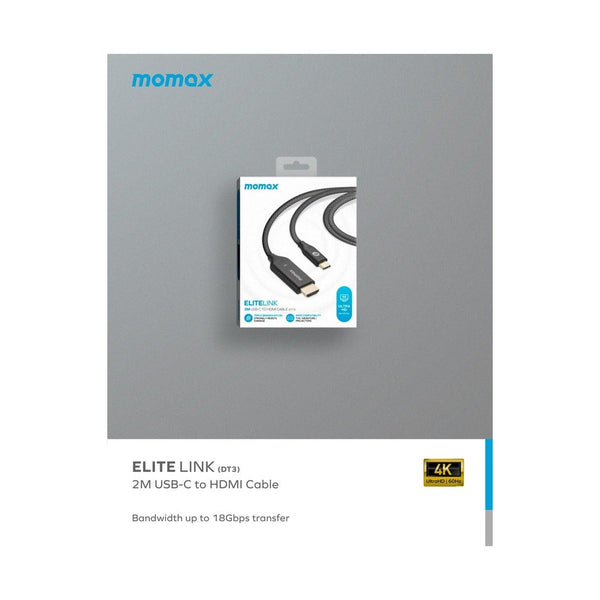 MOMAX ELITE LINK 4K USB-C TO HDMI 2M CABLE - BLACK