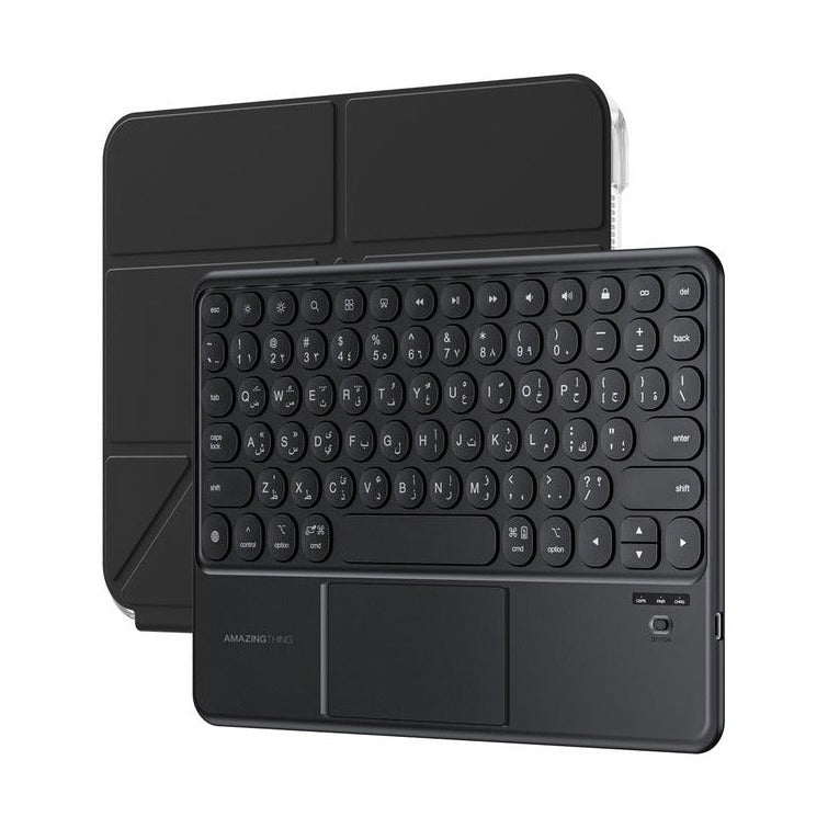 AT MINIMAL CASE WITH ENGLISH & ARABIC KEYBOARD FOR IPAD AIR (M3/M2) 11 / IPAD AIR GEN 5 10.9 - 2025 - BLACK