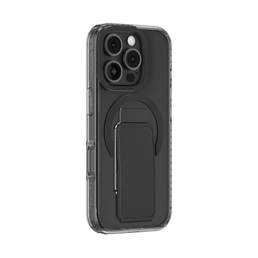 Amazingthing Titan Pro Holder MagSafe Case for iPhone 16 Pro Max with Origami Stand, 10 ft Drop Protection, Black