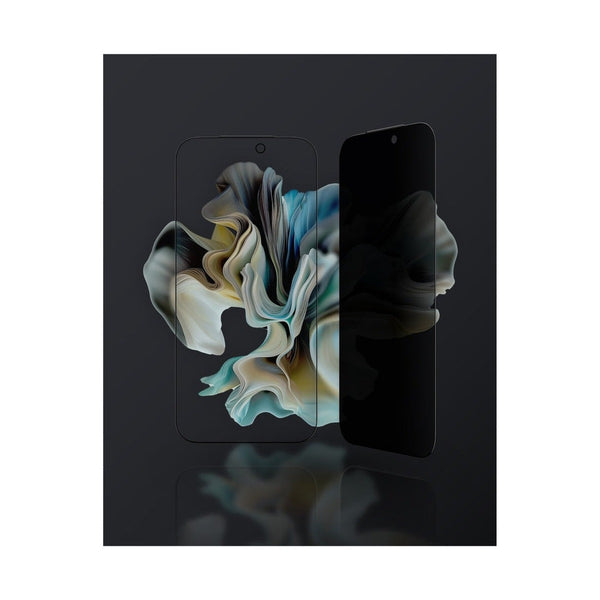 AT IPHONE 17 PRO 6.3 3D FULLY COVERED FUSION DUST FILTER TITAN PRIVACY GLASS - PRIVACY