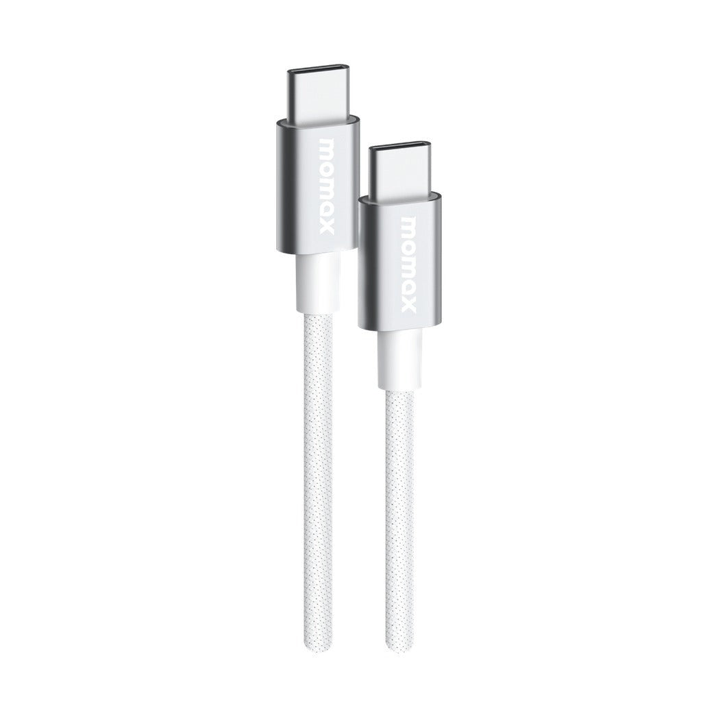 MOMAX Elite 60W USB-C Cable 0.5m White - Braided Nylon Aluminum Cord