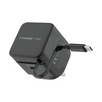 MOMAX 1-Charge 35W GaN Charger Black - Retractable USB-C Cable