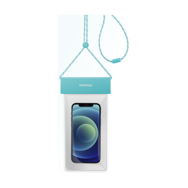 MOMAX WATERPROOF POUCH UNIVERSAL WITH NECK STRAP - LAKE BLUE
