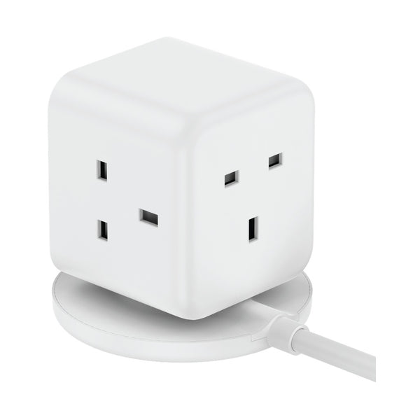 MOMAX 1-CHARGE WORK FLOW 3-OUTLET POWER CUBE WITH USB - WHITE