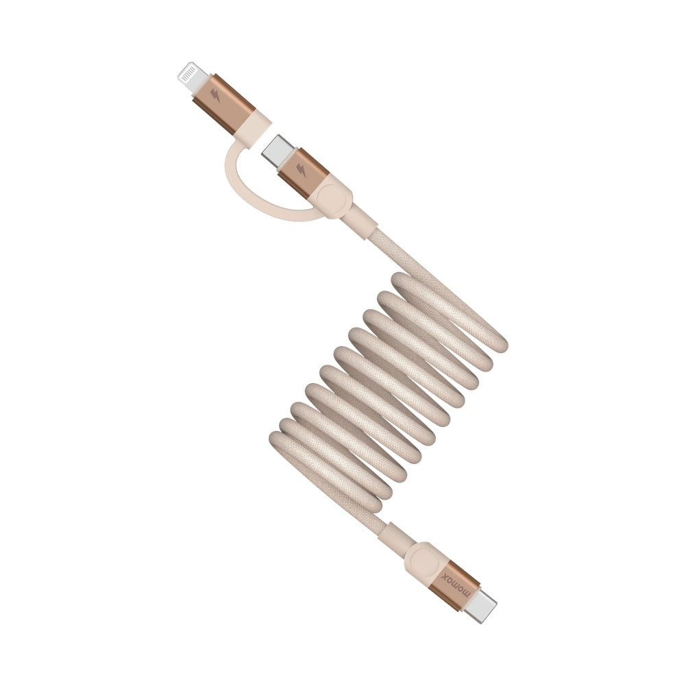 MOMAX Mag Link 2-in-1 Cable 2m Desert Titanium - USB-C and Lightning