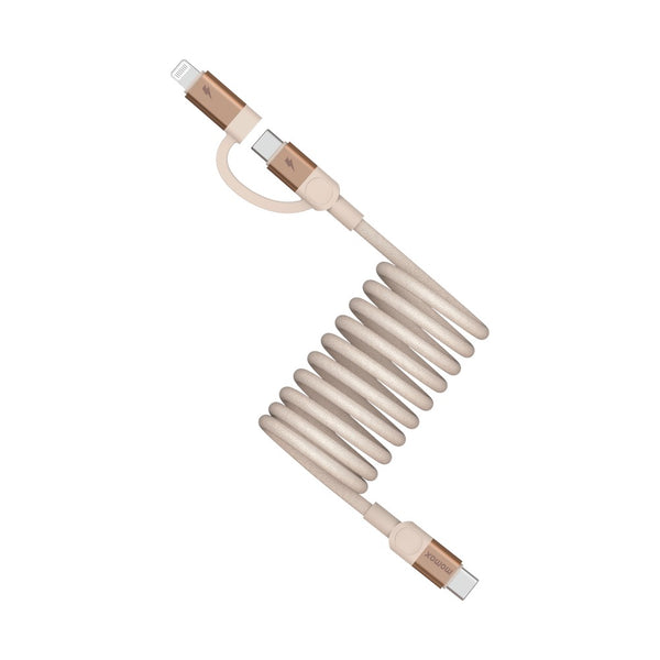 MOMAX MAG LINK USB-C TO C & LIGHTNING MAGNETIC CABLE 2M - DESERT TITANIUM
