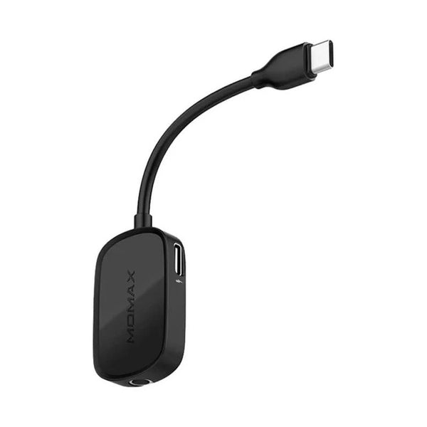MOMAX ONELINK USB-C TO 3.5MM AUDIO AND CHARGING HUB - BLACK
