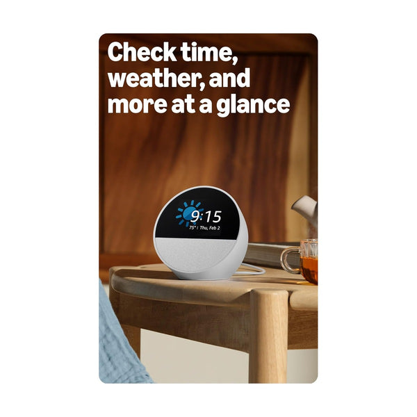 Amazon Echo Spot Smart alarm clock with vibrant sound + Alexa - White
