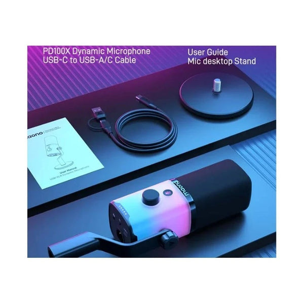 Maonocaster PD100X USB/XLR Dynamic Gaming RGB Microphone - Black