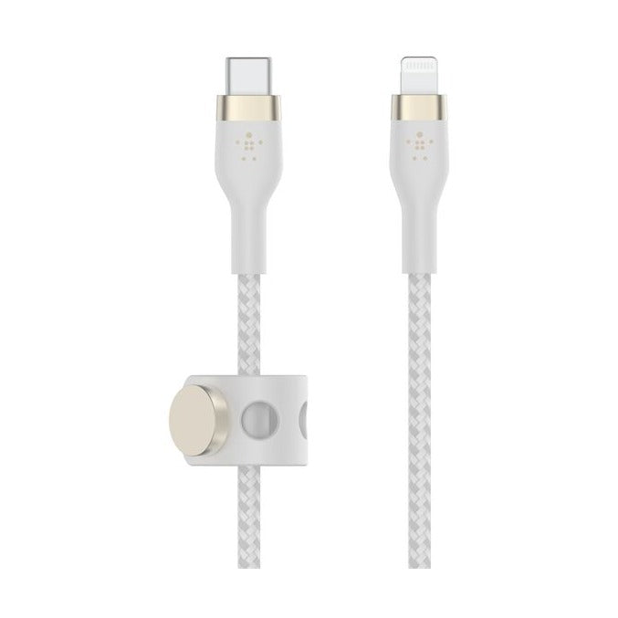 BELKIN BOOSTCHARGE PRO FLEX USB-C BRAIDED SILICONE CABLE WITH LIGHTNING CONNECTOR, 1M, WHITE