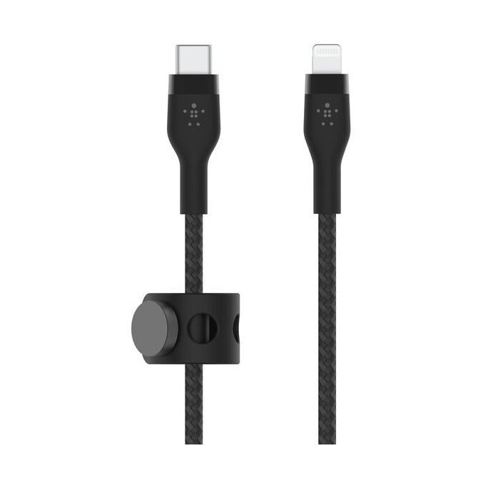 BELKIN BOOSTCHARGE PRO FLEX USB-C BRAIDED SILICONE CABLE WITH LIGHTNING CONNECTOR, 3M, BLACK