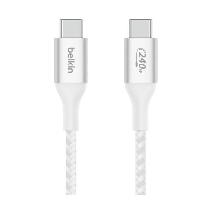 Belkin BoostCharge USB-C Cable 240W PD 2m White - Braided 48V 5A Lead
