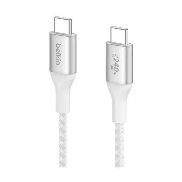 Belkin BoostCharge USB-C Cable 240W PD 2m White - Braided 48V 5A Lead