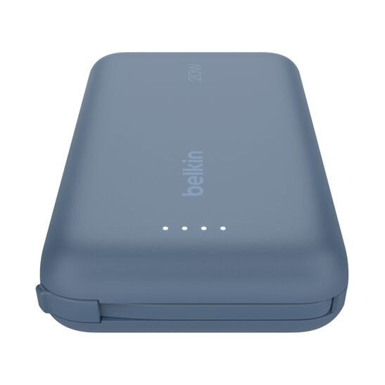 Belkin BoostCharge 10K Power Bank with Integrated USB-C Cable, 20W, Blue
