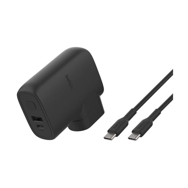 Belkin BoostCharge Hybrid 25W Wall Charger and 5000mAh Power Bank, USB-C PD and USB-A, Travel Plug Kit