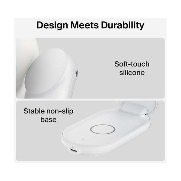 Belkin BOOST CHARGE QI2 25w Magnetic 2in1 Foldable Wireless Charging Stand - White