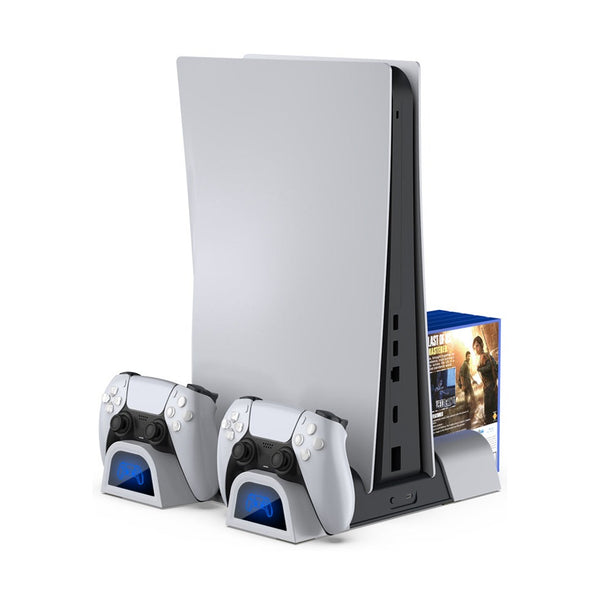 حامل تبريد Dobe TP5-05100 لجهاز PS5 مع شاحن مزدوج لوحدات التحكم ومساحة لتخزين الألعاب