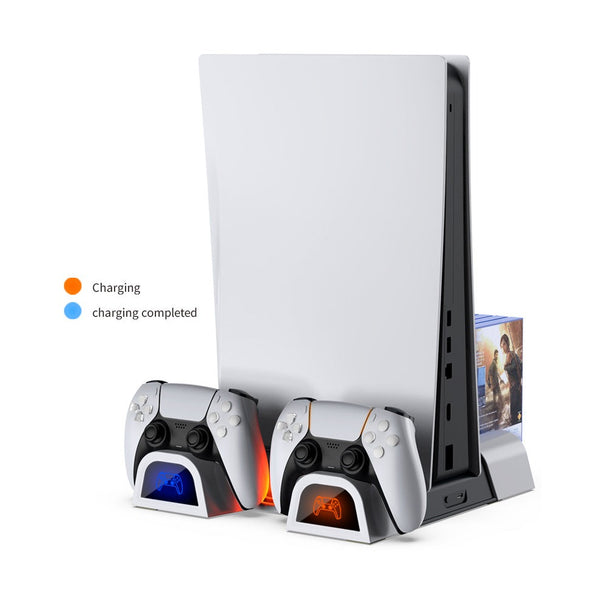 حامل تبريد Dobe TP5-05100 لجهاز PS5 مع شاحن مزدوج لوحدات التحكم ومساحة لتخزين الألعاب