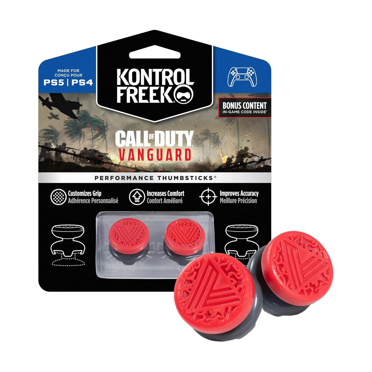 KontrolFreek Call of Duty for PS4 and PS5 - Performance Thumbsticks - Red