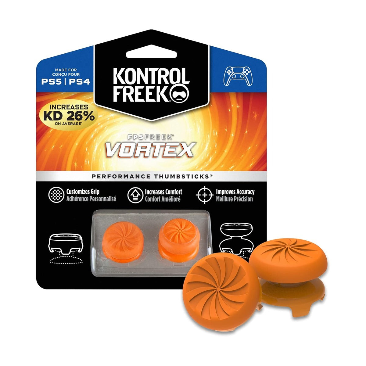 KontrolFreek FPS Freek Vortex لأجهزة PS4 و PS5 - عصي تحكم لتحسين الأداء - برتقالي