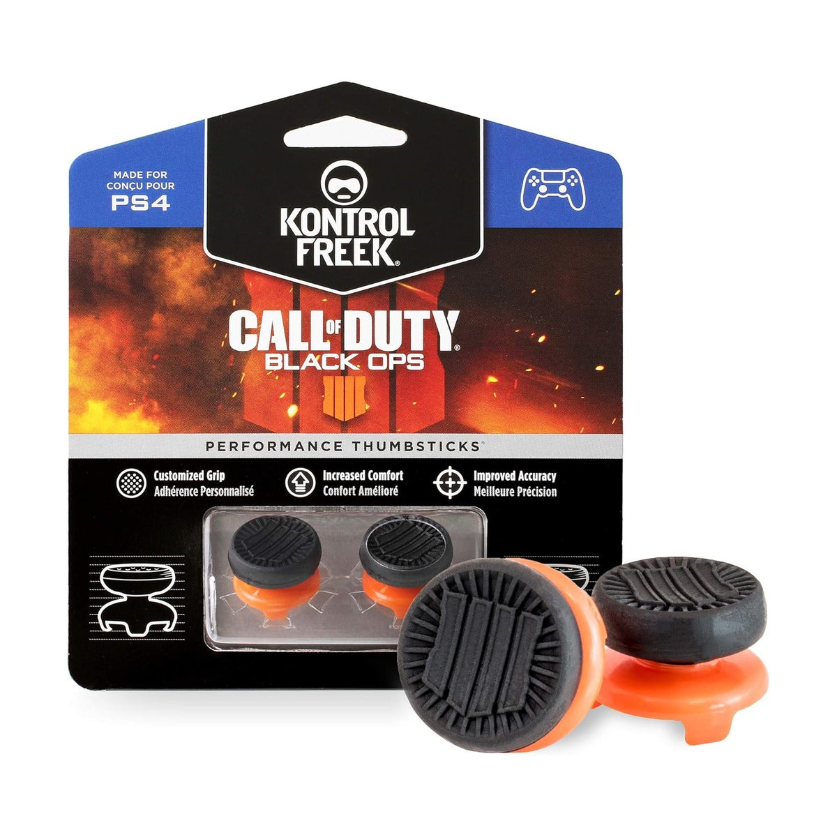 KontrolFreek Call of Duty Black Ops for PS4 and PS5 - Performance Thumbsticks - Black/Orange