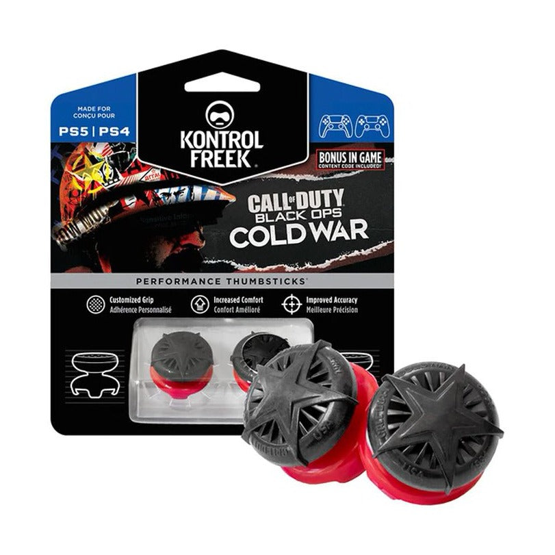 KontrolFreek Call of Duty Black Ops Cold War for PS4 and PS5 - Performance Thumbsticks - Black/Red