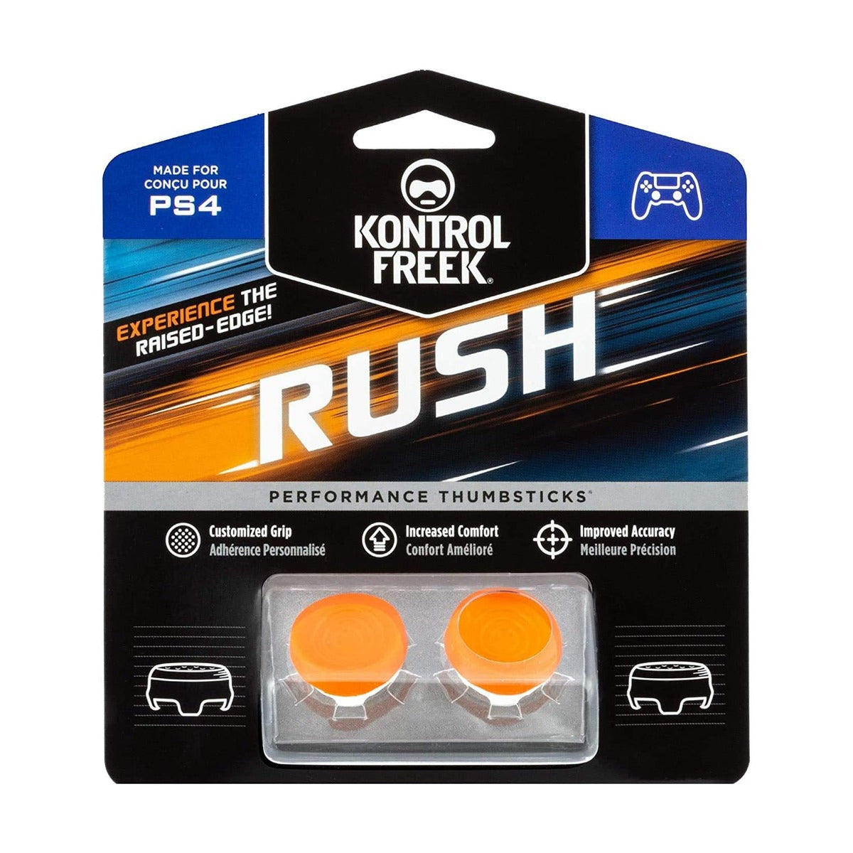 KontrolFreek Rush for PS4 - Performance Thumbsticks - Orange/White