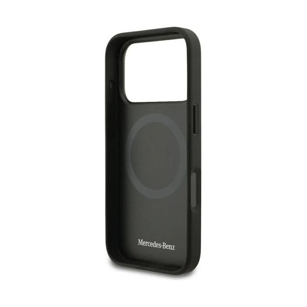 Mercedes-Benz iPhone 17 Pro Leather Star Pattern Stripes MagSafe Case - Black