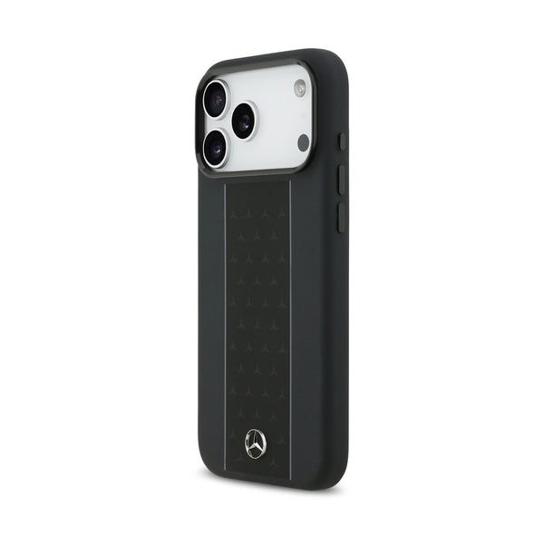 Mercedes-Benz iPhone 17 Pro Max Silicone Leather Star Pattern MagSafe Case - Black