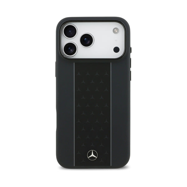 Mercedes-Benz iPhone 17 Pro Max Silicone Leather Star Pattern MagSafe Case - Black