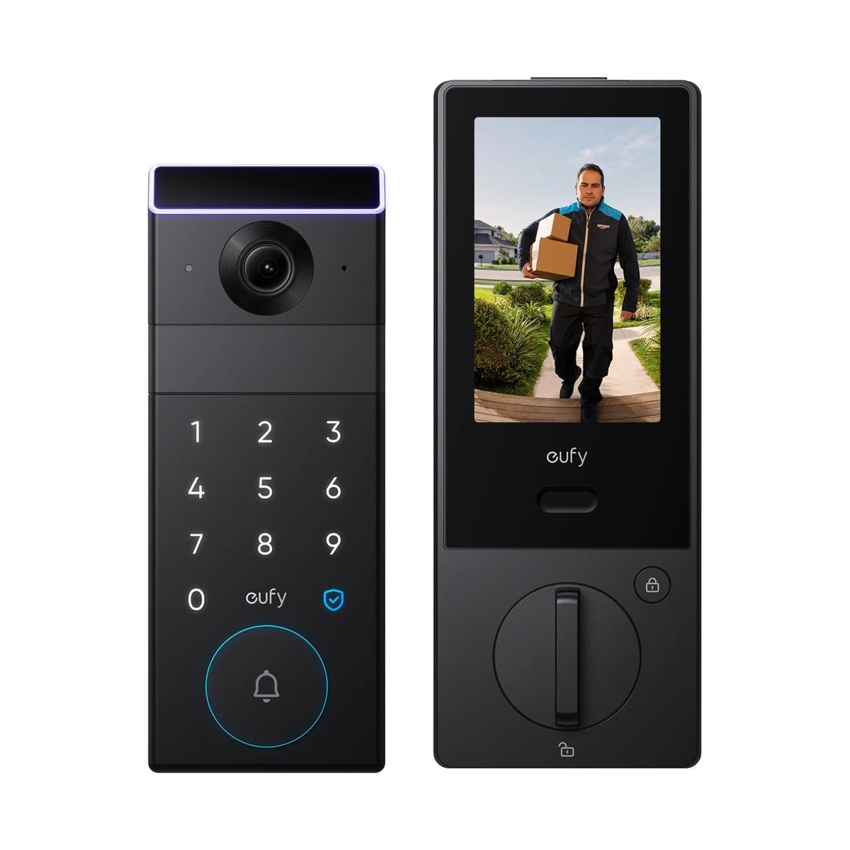 قفل eufy FamiLock S3 Max الذكي ببصمة راحة اليد، لون رمادي - كاميرا باب 3 في 1