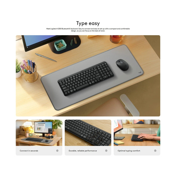 Logitech K250 Compact Bluetooth® Wireless Keyboard Graphite - New Arrival