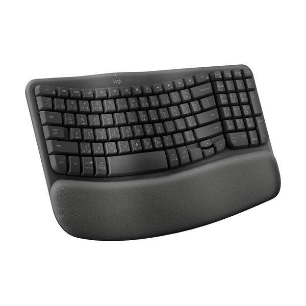 Logitech Wave Keys Wireless Ergonomic Keyboard t, Comfortable Natural Typing, Easy-Switch, Bluetooth- Graphite - NEW Arrival