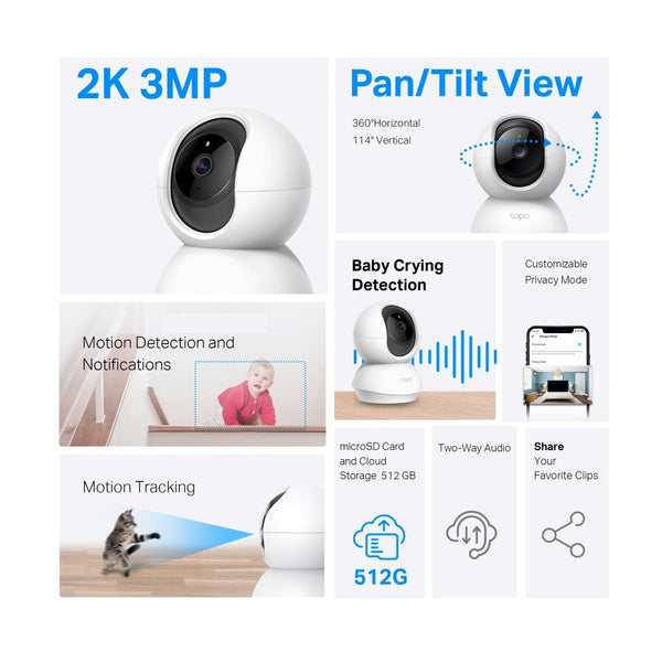 Tapo - Tc71 Pan/Tilt Home Security Wi-Fi Camera