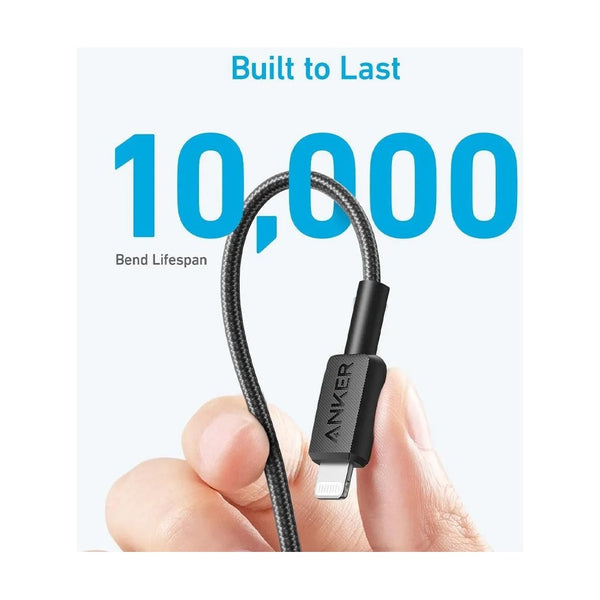 كابل Anker 322 من USB-C إلى Lightning بطول 0.9 متر، أسود - كابل مضفر