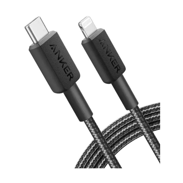 كابل Anker 322 من USB-C إلى Lightning بطول 0.9 متر، أسود - كابل مضفر