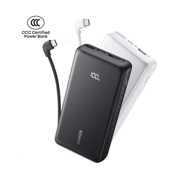 Anker Anker Zolo Power Bank (20K, 22.5W, Built-In USB-C Cable) White