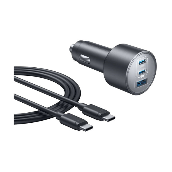 Anker Car Charger (167.5W, 3 Ports) with cable bundle Gray