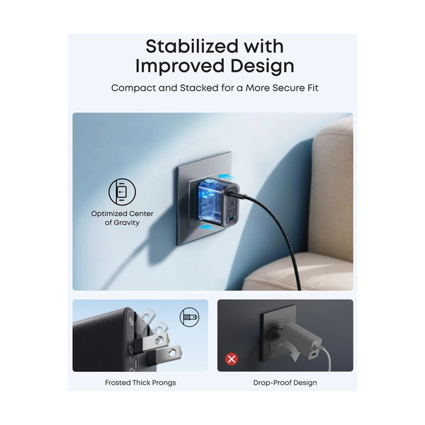 Anker Nano Charger (70W, 3 Ports) Black