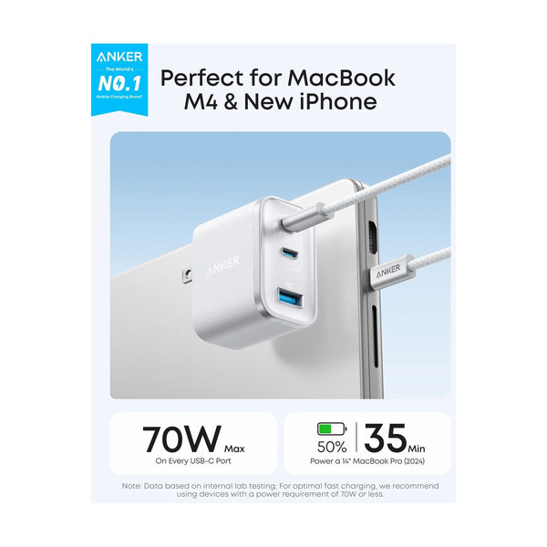 Anker Nano Charger (70W, 3 Ports) Black