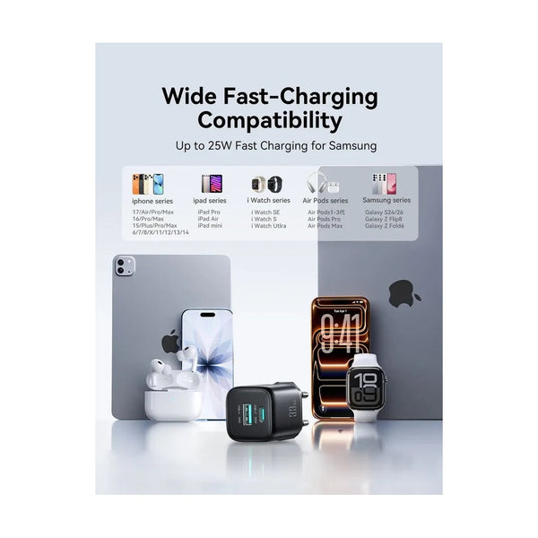 JOYROOM JR-TG7 33W Dual-Port Charger with 60W USB-C to USB-C 1m Cable - Black