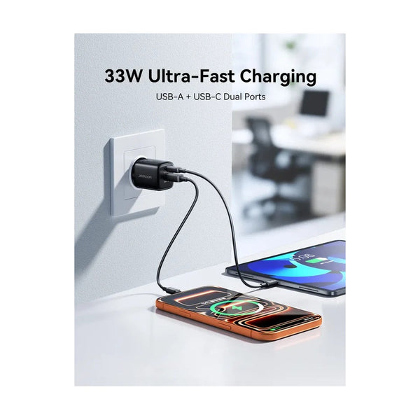 JOYROOM JR-TG7 33W Dual-Port Charger with 60W USB-C to USB-C 1m Cable - Black
