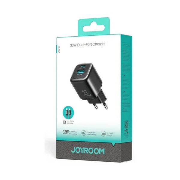 JOYROOM JR-TG7 33W Dual-Port Charger with 60W USB-C to USB-C 1m Cable - Black