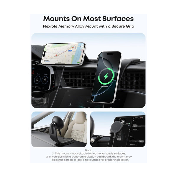 Anker - Maggo Magnetic Car Mount With Alloy Bracket Black