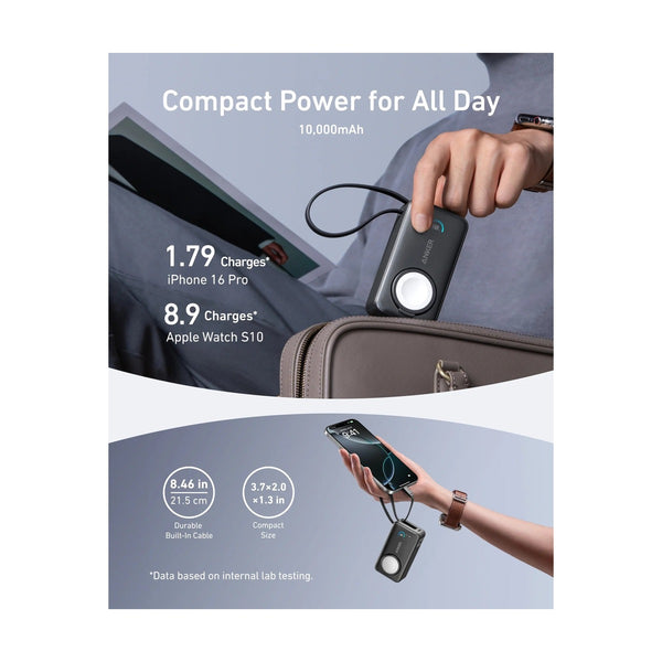 Anker - Maggo Power Bank (10K, 35W, For Apple Watch) Black