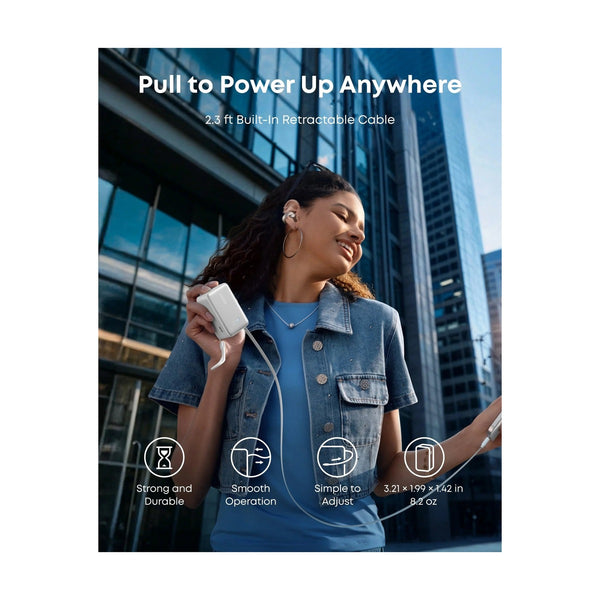 Anker - Nano Power Bank (10K, 45W, Built-In Retractable Usb-C Cable) White